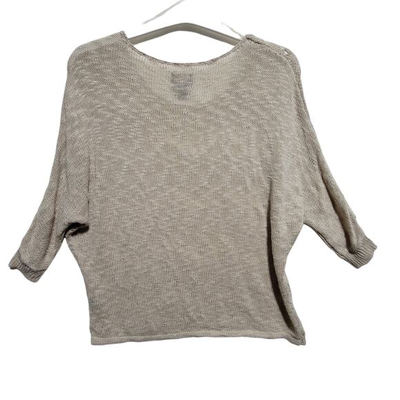 Jeans by Buffalo Womens Open Knit Tan 3/4 Dolman Sleeve Sweater Size XS - Picture 2 of 8